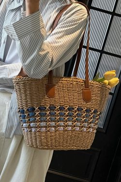 Large Capacity Woven Straw Tote Bag for Women - Perfect for Beach Vacations and Commuting, 2025 Trendy Summer Style