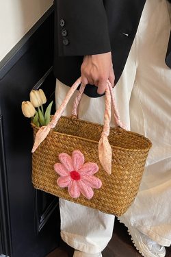 Large Capacity Woven Straw Tote Bag for Women - Stylish Bamboo Handle Beach Bag and Shopping Basket for Summer 2025