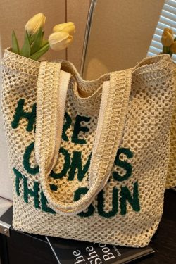 Large Capacity Woven Straw Tote Bag for Women - Stylish Single-Shoulder Design for Summer Beach Vacation and Commuting