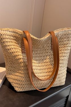Large Capacity Woven Straw Tote Bag for Women - Summer Commuting, Beach Vacation, Stylish Shoulder Bag 2025