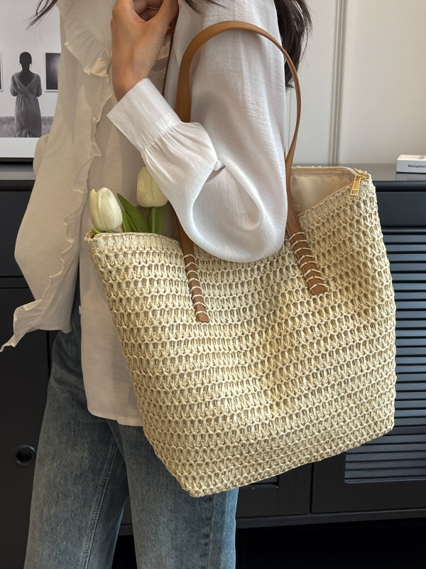 Large Capacity Woven Straw Tote Bag for Women - Summer Commuting, Beach Vacation, Stylish Shoulder Bag 2025 Large Capacity Woven Straw Tote Bag for Women - Summer Commuting, Beach Vacation, Stylish Shoulder Bag 2025
