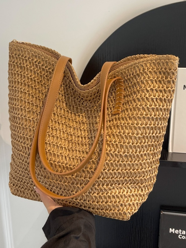 Large Capacity Woven Straw Tote Bag for Women - Summer Commuting, Beach Vacation, Stylish Shoulder Bag 2025 Large Capacity Woven Straw Tote Bag for Women - Summer Commuting, Beach Vacation, Stylish Shoulder Bag 2025