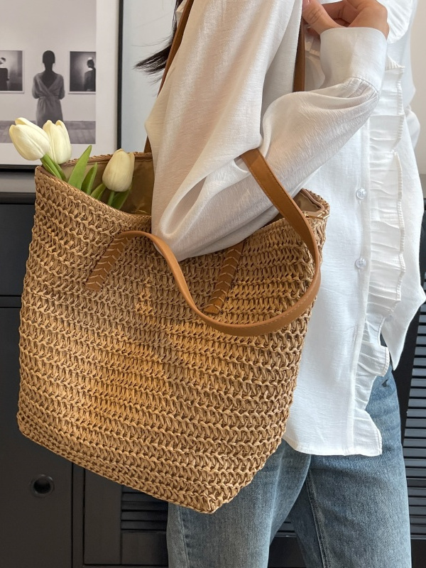 Large Capacity Woven Straw Tote Bag for Women - Summer Commuting, Beach Vacation, Stylish Shoulder Bag 2025 Large Capacity Woven Straw Tote Bag for Women - Summer Commuting, Beach Vacation, Stylish Shoulder Bag 2025