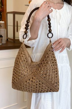 Large Capacity Woven Tote Bag - Simple Casual Straw Beach Bag for Women - 2025 Summer Vacation Essential