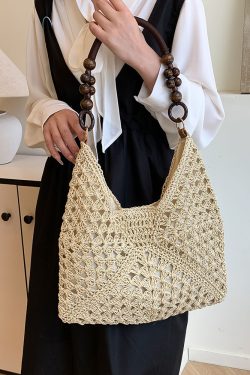 Large Capacity Woven Tote Bag - Simple Casual Straw Beach Bag for Women - 2025 Summer Vacation Essential