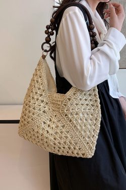 Large Capacity Woven Tote Bag - Simple Casual Straw Beach Bag for Women - 2025 Summer Vacation Essential