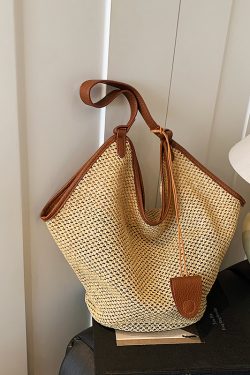 Large Capacity Woven Tote Bag for Women - 2025 Trendy Minimalist Summer Shoulder Bag for Work and Commuting