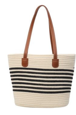 Large Capacity Woven Tote Bag for Women - Versatile Shoulder Bag for Autumn 2025, Perfect for Beach Vacations and Everyday Use