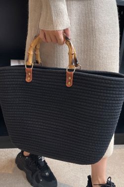 Large Capacity Yarn Knitted Tote Bag for Women - 2025 Spring Summer Fashion Vegetable Basket Straw Bag