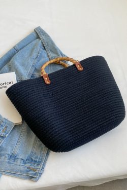 Large Capacity Yarn Knitted Tote Bag for Women - 2025 Spring Summer Fashion Vegetable Basket Straw Bag