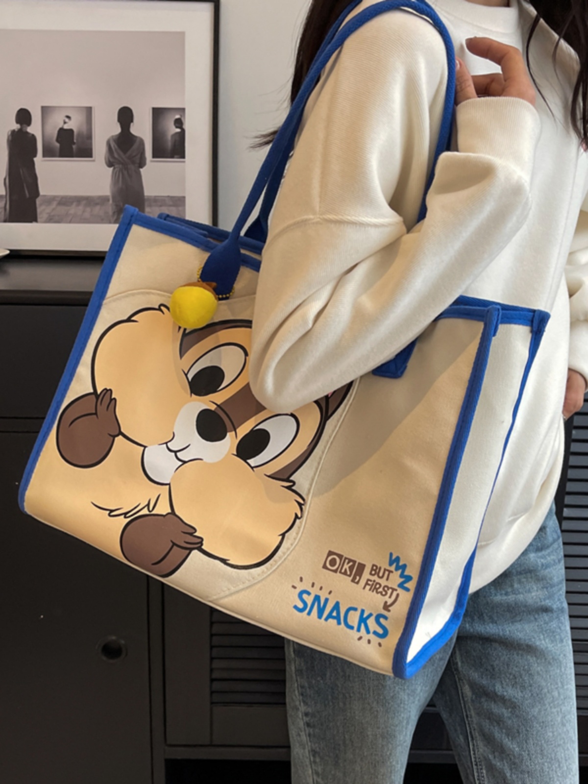 Large Cartoon Canvas Tote Bag for Women, 2025 Fashion Outdoor Shoulder Handbag, Mommy Large Capacity Carryall Large Cartoon Canvas Tote Bag for Women, 2025 Fashion Outdoor Shoulder Handbag, Mommy Large Capacity Carryall