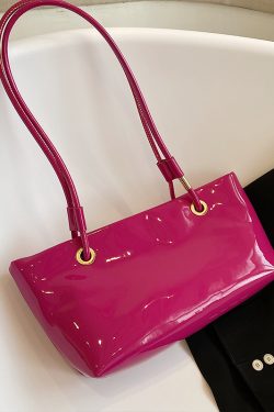 Large Shiny Patent Leather Single Shoulder Tote Bag for Women - Stylish High-End Commuting Bag for Spring Summer 2025