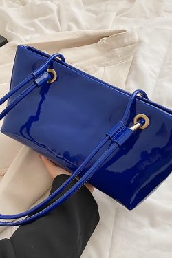 Large Shiny Patent Leather Single Shoulder Tote Bag for Women - Stylish High-End Commuting Bag for Spring Summer 2025