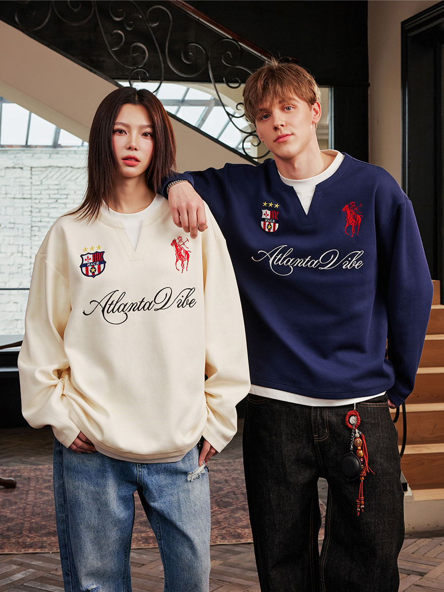 Layered Fake Two-Piece Badge Embroidered Henley Long Sleeve T-Shirt - Trendy Y2K Style for Effortless Layering Layered Fake Two-Piece Badge Embroidered Henley Long Sleeve T-Shirt - Trendy Y2K Style for Effortless Layering