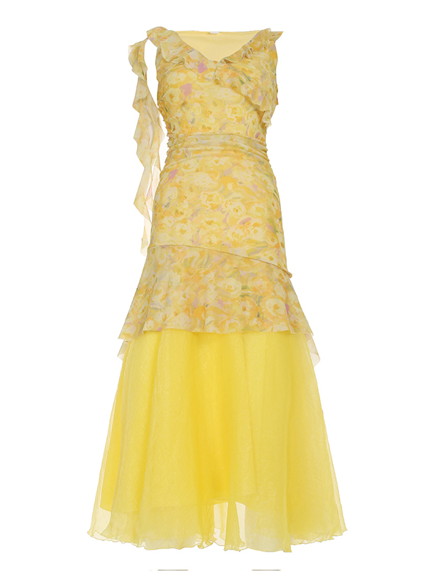 Layered Floral A-Line Dress for Women, Spaghetti Strap, Fresh Field Design, Gentle Fabric, Perfect for Spring and Summer Style Layered Floral A-Line Dress for Women, Spaghetti Strap, Fresh Field Design, Gentle Fabric, Perfect for Spring and Summer Style