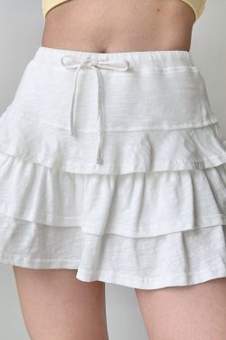 Layered Lace Tie A-Line Half Skirt for Summer – European and American Style Short Skirt Pants, Perfect for Y2K and Boho Looks