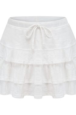 Layered Lace Tie A-Line Mini Skirt - Summer Cake Skirt in European & American Style, Trendy Y2K Fashion