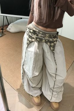 Layered Tie-Up Cargo Pants for Men and Women, Loose Casual Pleated Wide-Leg Design, Trendy American Style Fashion