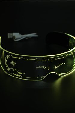LED Colorful Glowing Rectangular Sunglasses - Futuristic Integrated Design for Parties and Festivals
