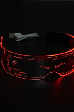 LED Colorful Glowing Rectangular Sunglasses - Futuristic Integrated Design for Parties and Festivals