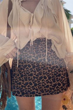 Leopard Print High Waist A-Line Mini Skirt for Women - 2025 Spring/Summer American Style Spicy Girl Fashion