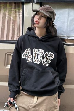 Leopard Print Letter Graphic Hoodie for Men and Women, Trendy Loose Fit for Autumn and Winter, Casual Streetwear Style