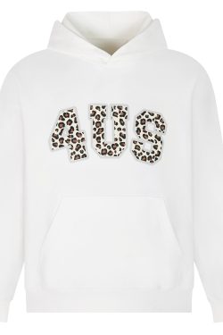 Leopard Print Letter Graphic Hoodie for Men and Women, Trendy Loose Fit for Autumn and Winter, Casual Streetwear Style