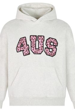 Leopard Print Letter Graphic Hoodie for Men and Women, Trendy Loose Fit for Autumn and Winter, Casual Streetwear Style