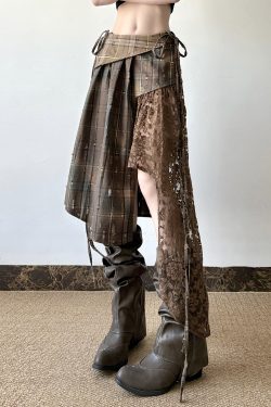 Light Asymmetrical Design Retro Midi Skirt for Women - Wandering Hippie Spliced Niche Style Skirt with 90s Boho Vibes