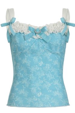 Light Blue Irregular Mesh Spliced Floral Midi Skirt for Girls - Versatile, Slimming Vacation Wear, Perfect for 90s Y2K Style
