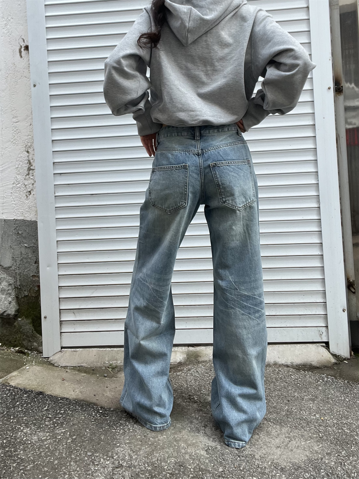 Light Blue Washed Straight Leg Jeans for Women | Personalized Side Tie-Dye Vintage Style | 2025 Fashion Trend Light Blue Washed Straight Leg Jeans for Women | Personalized Side Tie-Dye Vintage Style | 2025 Fashion Trend