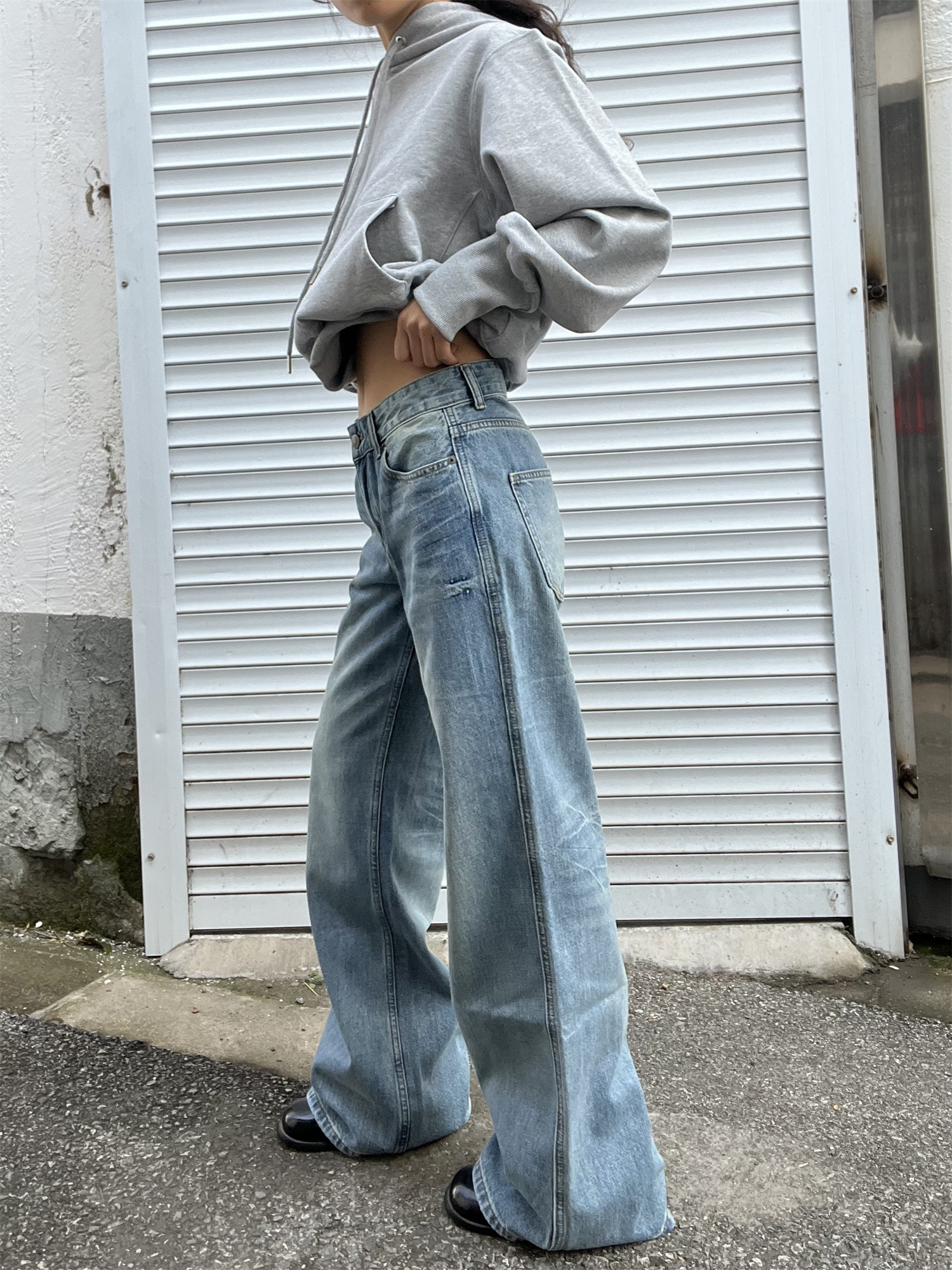 Light Blue Washed Straight Leg Jeans for Women | Personalized Side Tie-Dye Vintage Style | 2025 Fashion Trend Light Blue Washed Straight Leg Jeans for Women | Personalized Side Tie-Dye Vintage Style | 2025 Fashion Trend