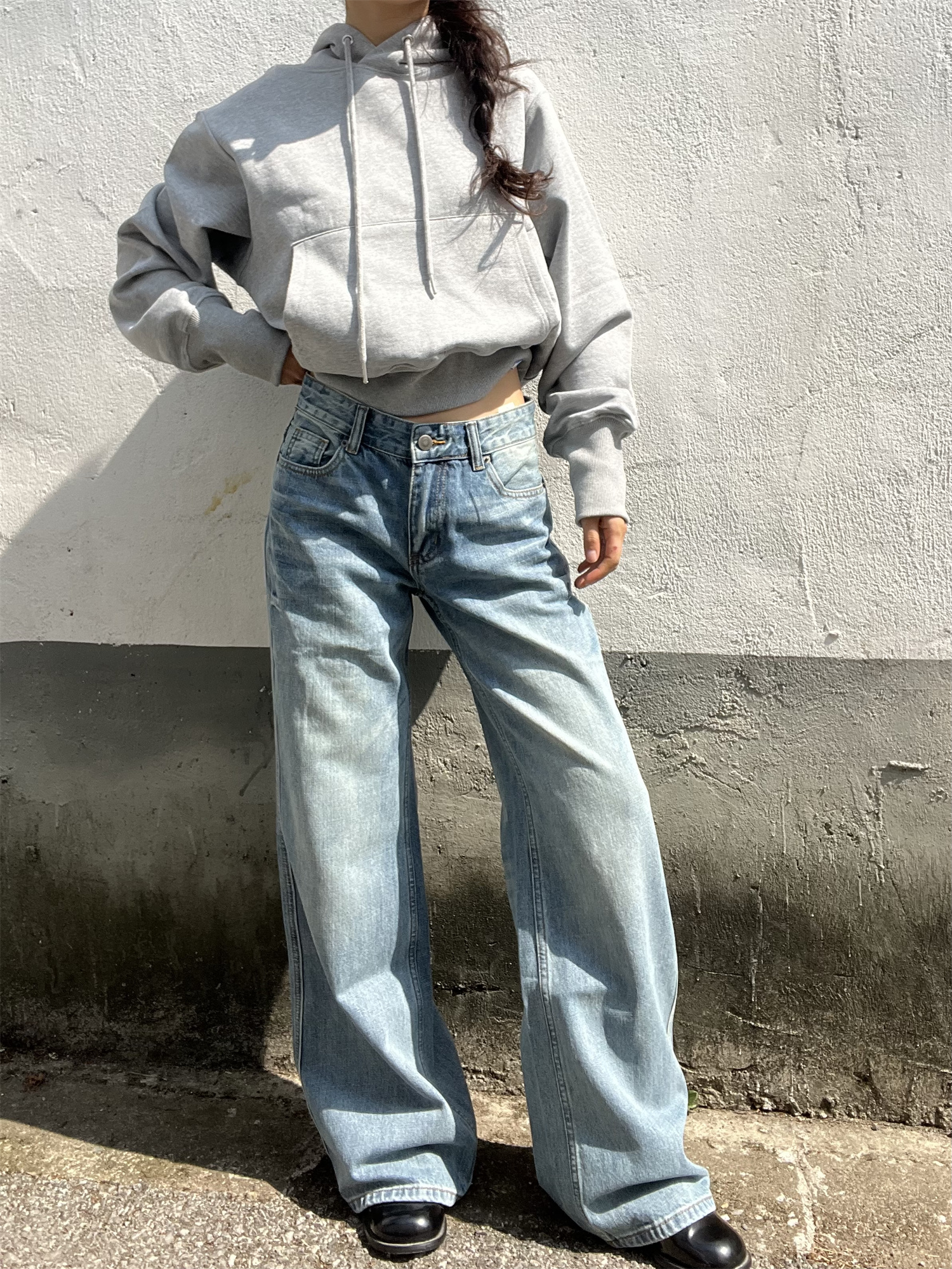 Light Blue Washed Straight Leg Jeans for Women | Personalized Side Tie-Dye Vintage Style | 2025 Fashion Trend Light Blue Washed Straight Leg Jeans for Women | Personalized Side Tie-Dye Vintage Style | 2025 Fashion Trend