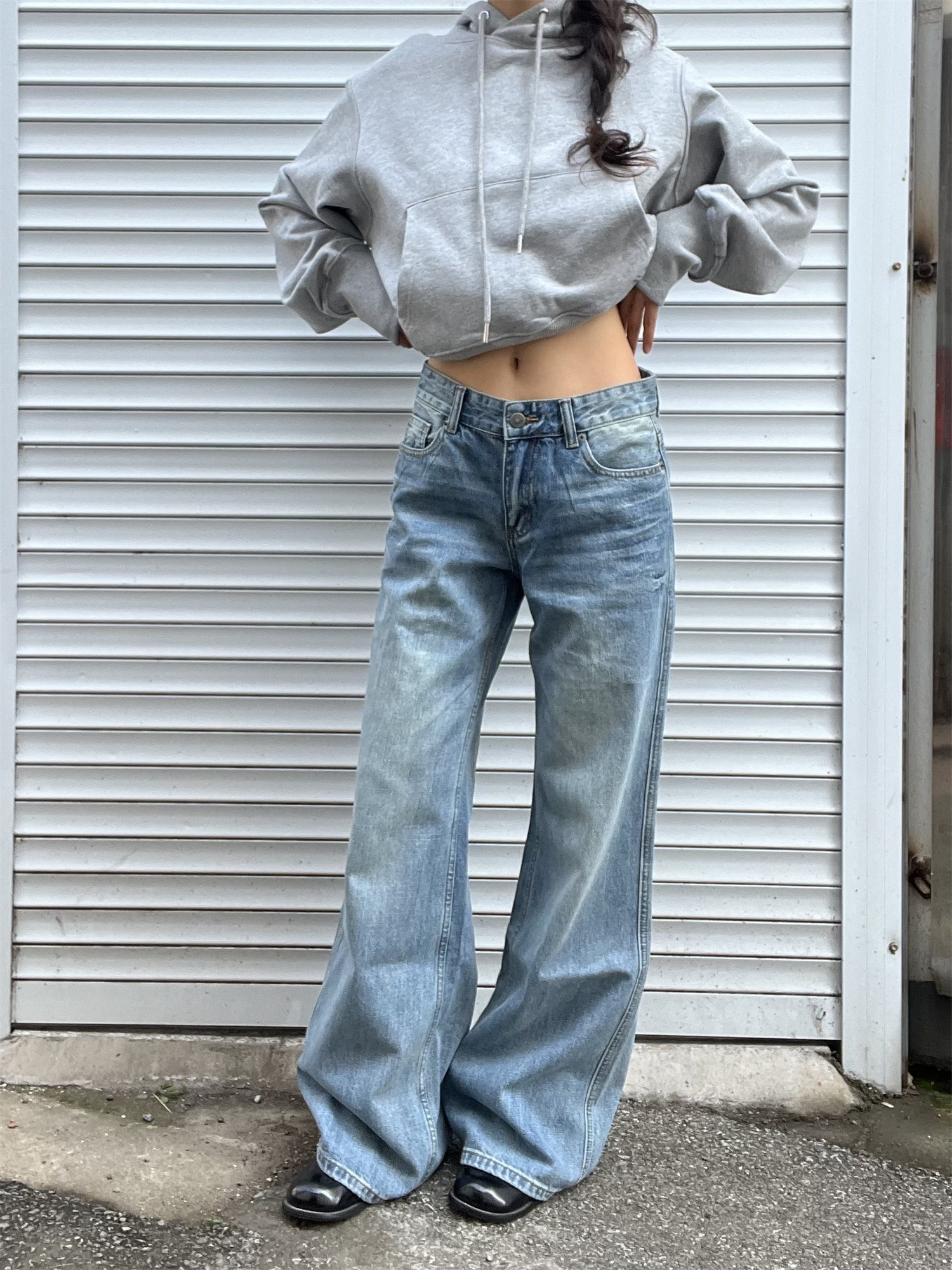 Light Blue Washed Straight Leg Jeans for Women | Personalized Side Tie-Dye Vintage Style | 2025 Fashion Trend Light Blue Washed Straight Leg Jeans for Women | Personalized Side Tie-Dye Vintage Style | 2025 Fashion Trend