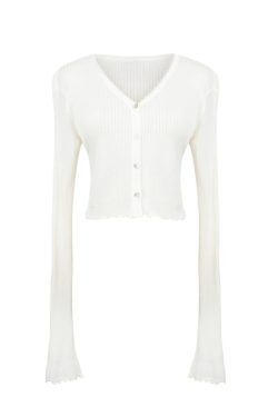 Lightweight Handmade Spring Summer Sun Protection Shirt, Vintage V-Neck Flared Sleeve Slimming Knit Top for Women