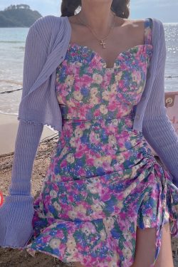 Lightweight Handmade Spring Summer Sun Protection Shirt, Vintage V-Neck Flared Sleeve Slimming Knit Top for Women