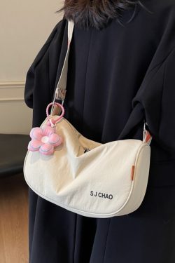 Lightweight Nylon Dumpling Bag for Women, 2025 Summer Korean Style Shoulder Crossbody Bag for Students and Commuters