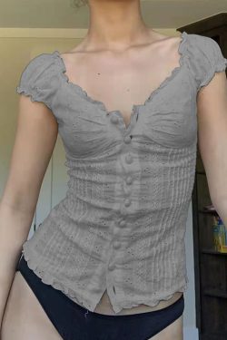 Lightweight Ruffled Chiffon Short-Sleeve Women's T-Shirt - Two-Way Wear, Breathable, Hollow-Out, Pleated, Slimming Style