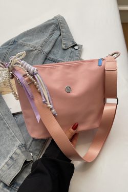 Lightweight Water-Resistant Nylon Bucket Bag - 2025 Spring/Summer Korean Style Dumpling Design, Trendy Women's Fashion Accessory