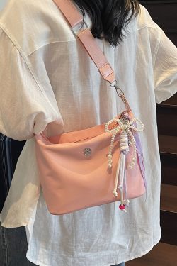 Lightweight Water-Resistant Nylon Bucket Bag - 2025 Spring/Summer Korean Style Dumpling Design, Trendy Women's Fashion Accessory