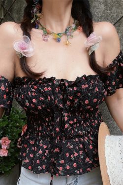 Little White Shirt 100% Cotton One-Shoulder Flowy Sleeve Tied Vacation Blouse Strapless Top - Perfect for Summer and Y2K Style