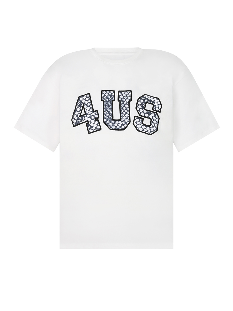 Loose Fit Short Sleeve T-Shirt with Snake Pattern and Embroidered Letters - Spring Summer National Trend for Couples Loose Fit Short Sleeve T-Shirt with Snake Pattern and Embroidered Letters - Spring Summer National Trend for Couples