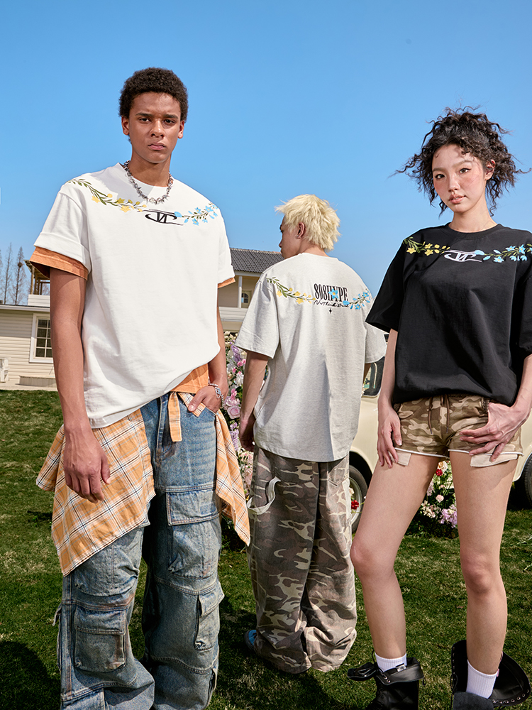 Loose Plus Size Embroidered Short Sleeve T-Shirt - Hip Hop Trendy American Vintage Style for Summer 2025 - Unisex Fashion Loose Plus Size Embroidered Short Sleeve T-Shirt - Hip Hop Trendy American Vintage Style for Summer 2025 - Unisex Fashion