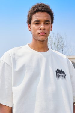 Loose Plus Size Trendy Letter Short Sleeve T-Shirt - Retro Print American Heavyweight Unisex for Summer 2025 Fashion