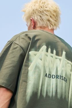 Loose Plus Size Trendy Letter Short Sleeve T-Shirt - Retro Print American Heavyweight Unisex for Summer 2025 Fashion