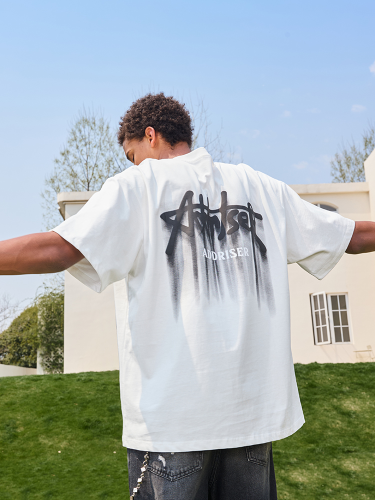 Loose Plus Size Trendy Letter Short Sleeve T-Shirt - Retro Print American Heavyweight Unisex for Summer 2025 Fashion Loose Plus Size Trendy Letter Short Sleeve T-Shirt - Retro Print American Heavyweight Unisex for Summer 2025 Fashion