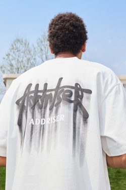 Loose Plus Size Trendy Letter Short Sleeve T-Shirt - Retro Print American Heavyweight Unisex for Summer 2025 Fashion