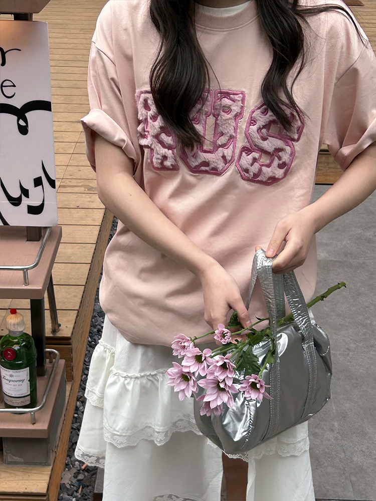 Loose Plush Round Neck Short Sleeve T-shirt for Couples - 2025 Spring/Summer National Trend, Versatile Casual Fashion Loose Plush Round Neck Short Sleeve T-shirt for Couples - 2025 Spring/Summer National Trend, Versatile Casual Fashion