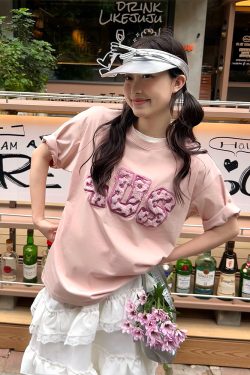 Loose Plush Round Neck Short Sleeve T-shirt for Couples - 2025 Spring/Summer National Trend, Versatile Casual Fashion