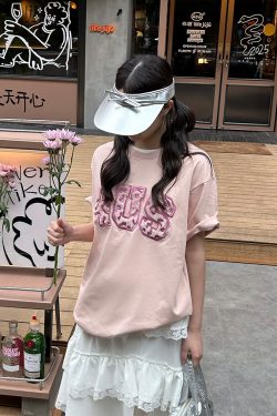 Loose Plush Round Neck Short Sleeve T-shirt for Couples - 2025 Spring/Summer National Trend, Versatile Casual Fashion